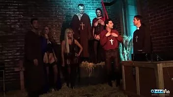 Play Deep within the dark dungeon the busty blonde and brunette milfs are having group sex