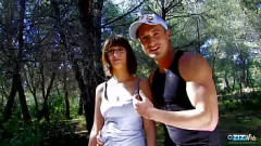play Outdoor Fuck Fest with a Brunette: Rough Sex and Cum Swallowing